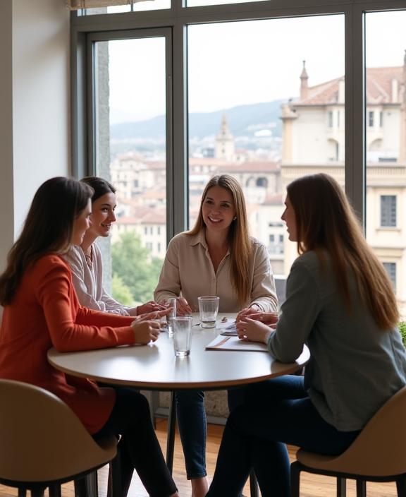 Il team di Petalo Italia in una riunione informale nel loro ufficio di Firenze.